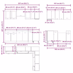 vidaXL Kitchen Cabinet Set 11 Piece with Worktop White with/without Worktop - old wood