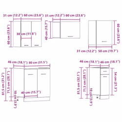 vidaXL Kitchen Cabinet Set 11 Piece with Worktop White with/without Worktop - old wood - Additional view 9
