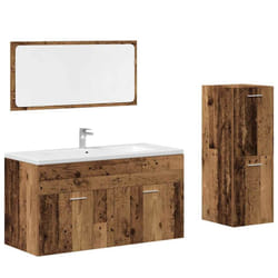 vidaXL Bathroom Furniture Set Chipboard Wall Mirror Multi Sizes Multi Colors - old wood
