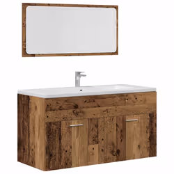 vidaXL Bathroom Furniture Set Chipboard Wall Mirror Multi Sizes Multi Colors - old wood - Additional view 5