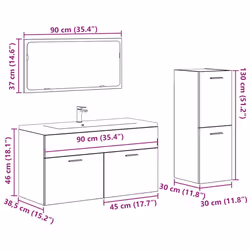 vidaXL Bathroom Furniture Set Chipboard Wall Mirror Multi Sizes Multi Colors - old wood - Additional view 8