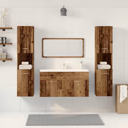 vidaXL Bathroom Furniture Set Chipboard Wall Mirror Multi Sizes Multi Colors - old wood - Additional view 2