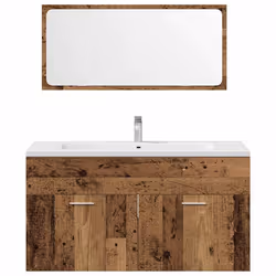 vidaXL Bathroom Furniture Set Chipboard Wall Mirror Multi Sizes Multi Colors - old wood - Additional view 6