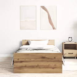 vidaXL Bed Frame with Headboard and Footboard Mattress Foundation Bed Base - artisan oak, 90 x 200 cm - Additional view 2