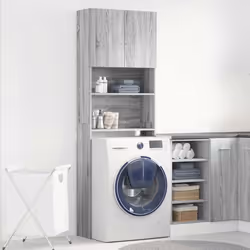 vidaXL Washing Machine Cabinet Old Wood 64x24x190 cm Engineered Wood - grey sonoma
