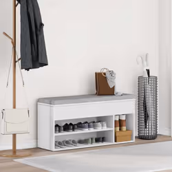 vidaXL Shoe Bench White 102x30.5x45 cm Engineered Wood bench - white