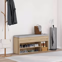 vidaXL Shoe Bench White 102x30.5x45 cm Engineered Wood bench - sonoma oak - Additional view 5