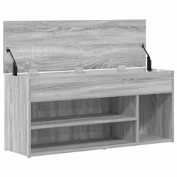 vidaXL Shoe Bench White 102x30.5x45 cm Engineered Wood bench - grey sonoma - Additional view 4