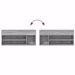 vidaXL Shoe Bench White 102x30.5x45 cm Engineered Wood bench - grey sonoma - Additional view 5