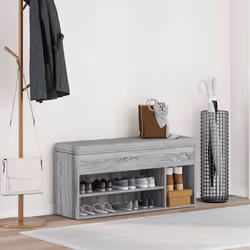 vidaXL Shoe Bench White 102x30.5x45 cm Engineered Wood bench - grey sonoma - Additional view 6