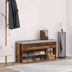 vidaXL Shoe Bench White 102x30.5x45 cm Engineered Wood bench - old wood