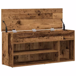 vidaXL Shoe Bench White 102x30.5x45 cm Engineered Wood bench - old wood - Additional view 8