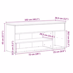 vidaXL Shoe Bench White 102x30.5x45 cm Engineered Wood bench - old wood - Additional view 9