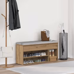 vidaXL Shoe Bench White 102x30.5x45 cm Engineered Wood bench - artisian oak