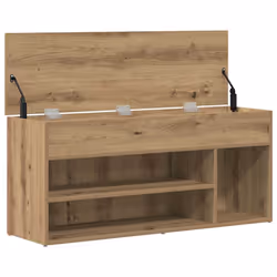 vidaXL Shoe Bench White 102x30.5x45 cm Engineered Wood bench - artisian oak - Additional view 7