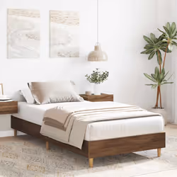 vidaXL Bed Frame No Mattress Black 140x190 cm Engineered Wood - brown oak, 90 x 200 cm