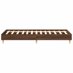 vidaXL Bed Frame No Mattress Black 140x190 cm Engineered Wood - brown oak, 90 x 200 cm - Additional view 5