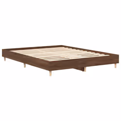 vidaXL Bed Frame No Mattress Black 140x190 cm Engineered Wood - brown oak, 90 x 200 cm - Additional view 6