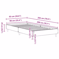 vidaXL Bed Frame No Mattress Black 140x190 cm Engineered Wood - brown oak, 90 x 200 cm - Additional view 9