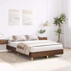 vidaXL Bed Frame No Mattress Black 140x190 cm Engineered Wood - brown oak, 140 x 190 cm