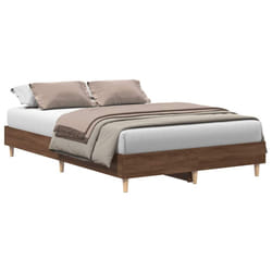 vidaXL Bed Frame No Mattress Black 140x190 cm Engineered Wood - brown oak, 135 x 190 cm