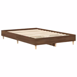vidaXL Bed Frame No Mattress Black 140x190 cm Engineered Wood - brown oak, 135 x 190 cm - Additional view 6