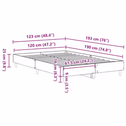 vidaXL Bed Frame No Mattress Black 140x190 cm Engineered Wood - brown oak, 120 x 190 cm
