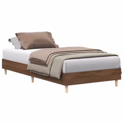 vidaXL Bed Frame No Mattress Black 140x190 cm Engineered Wood - brown oak, 90 x 190 cm