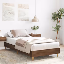 vidaXL Bed Frame No Mattress Black 140x190 cm Engineered Wood - brown oak, 90 x 190 cm