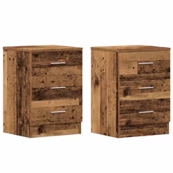 vidaXL 1/2x Bedside Cabinet Chipboard Bedroom Nightstand Stand Multi Colours - old wood, 2 pcs