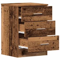 vidaXL 1/2x Bedside Cabinet Chipboard Bedroom Nightstand Stand Multi Colours - old wood, 2 pcs - Additional view 4