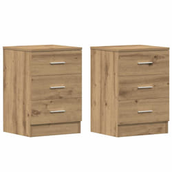 vidaXL 1/2x Bedside Cabinet Chipboard Bedroom Nightstand Stand Multi Colours - artisan oak, 2 pcs