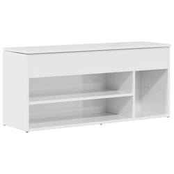 vidaXL Shoe Bench White 102x30.5x45 cm Engineered Wood bench - high gloss white