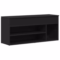 vidaXL Shoe Bench White 102x30.5x45 cm Engineered Wood bench - black