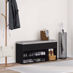vidaXL Shoe Bench White 102x30.5x45 cm Engineered Wood bench - black