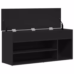 vidaXL Shoe Bench White 102x30.5x45 cm Engineered Wood bench - black - Additional view 5