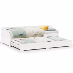 vidaXL Daybed with Trundle without Mattress IRUN 90x200 cm sofa bed - white