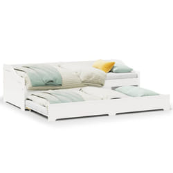 vidaXL Daybed with Trundle without Mattress IRUN 90x200 cm sofa bed - white