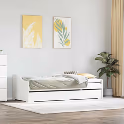 vidaXL Daybed with Trundle without Mattress IRUN 90x200 cm sofa bed - white