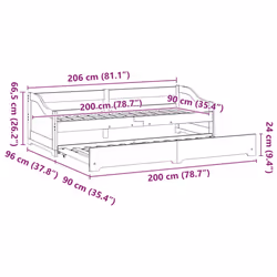 vidaXL Daybed with Trundle without Mattress IRUN 90x200 cm sofa bed - white