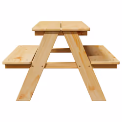 vidaXL Children's Table with Benches IRUN 90x79.5x50 cm Solid Wood - natural - Additional view 4