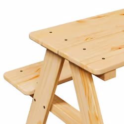 vidaXL Children's Table with Benches IRUN 90x79.5x50 cm Solid Wood - natural - Additional view 6