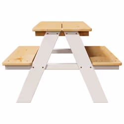vidaXL Children's Table with Benches IRUN 90x79.5x50 cm Solid Wood - white - Additional view 4
