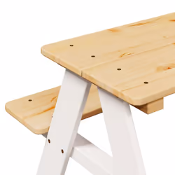 vidaXL Children's Table with Benches IRUN 90x79.5x50 cm Solid Wood - white - Additional view 6