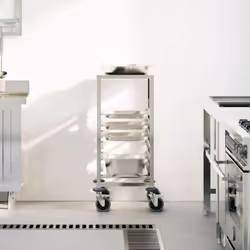 vidaXL Tray Trolley with 6 GN Containers 39x55x87 cm Stainless Steel tray rack
