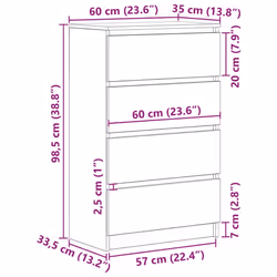 vidaXL Sideboard Black Oak 60x35x98.5 cm Engineered Wood storage cabinet - Additional view 3