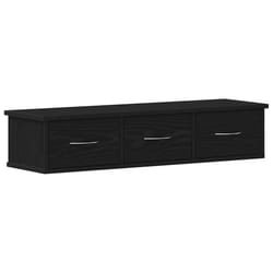 vidaXL Wall-mounted Drawer Shelf Wall Rack Storage Cabinet Engineered Wood - black oak