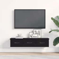 vidaXL Wall-mounted Drawer Shelf Wall Rack Storage Cabinet Engineered Wood - black oak