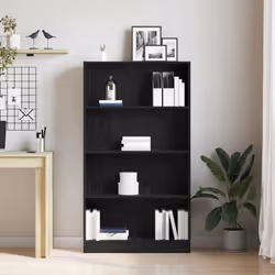 vidaXL Bookshelf Standing Shelf Storage Rack Book Cabinet Engineered Wood - black oak, 80 x 24 x 143 cm