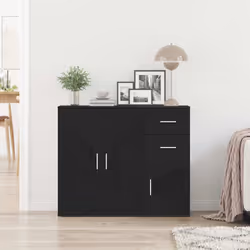vidaXL Sideboard Black Oak 91x29.5x75 cm Engineered Wood cabinet cupboard - Additional view 2